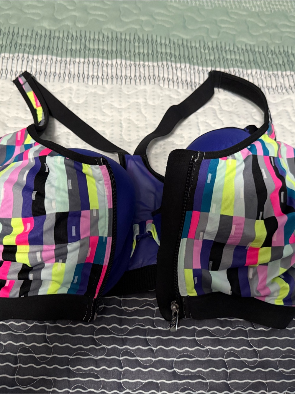 Victoria's Secret Sport Black Sports Bra with Neon Accents